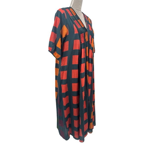 Dolma Skye Dress Geometric Block Printed Petrol Size M Medium Boho Relaxed Fit - Picture 6 of 15